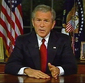El presidente George W. Bush, durante el discurso pronunciado en la Casa Blanca. (Foto: AP)