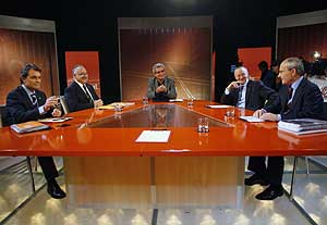 Debate electoral a cinco en TV3. (Foto: EFE)