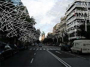 Montaje del proyecto de Modesto Lomba para la calle Goya
