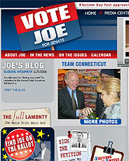 Captura de la pgina web de Joe Lieberman.