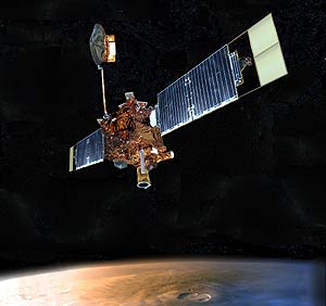 Recreación de la 'Global Surveyor' orbitando Marte. (Foto: NASA)