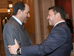 Nuri al-Maliki es recibido en Amn por el rey Abdal II. (Foto: AFP)