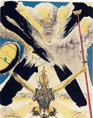 Imagen de la litografa 'La lucha contra la amenaza', de la serie de ilustraciones de 'Don Quijote'. (Foto: EFE)