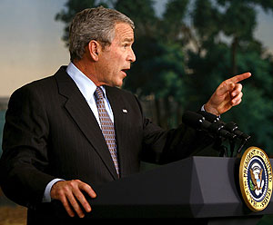 Bush explica su postura sobre el caso, este martes en la Casa Blanca. (Foto: EFE)