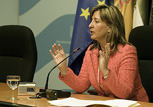 La alcaldesa de Jerez, Pilar Snchez, durante su rueda de prensa. (Foto: Jos Ferrer)