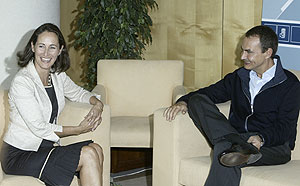 Ségolène Royal con Zapatero en la última visita de la francesa a España. (Foto: José Aymá)