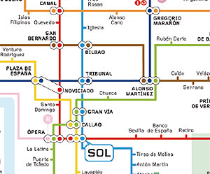 Fragmento del nuevo plano del Metro de Madrid.