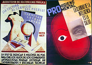Dos de los carteles que se pueden ver en la exposicin del Instituto Cervantes. (Foto: Instituto Cervantes)