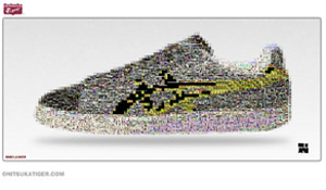 La zapatilla est compuesta por un mosaico de fotos.