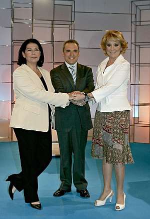 Sabans, Simancas y Aguirre, antes del debate. (Foto: EFE)