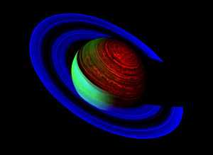 Imagen divulgada por la Nasa, que muestra el planeta Saturno donde resaltan los colores azul elctrico, turquesa y verde del planeta. (Foto: EFE)