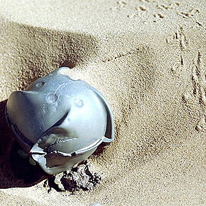 Bomba de racimo sin explotar, modelo BLU63. (Foto: Greenpeace)