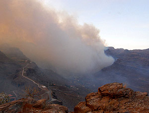 Incendio en las cercanas de Ayagaures, en Gran Canaria. (Foto: EFE)