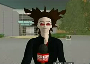 Un 'avatar' de Second Life con el micrfono de Sky News. (Foto: Sky News)