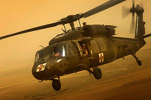 Imagen de un Black Hawk UH-60 del Ejército de EEUU utilizado por la 542ª Compañía Médica.