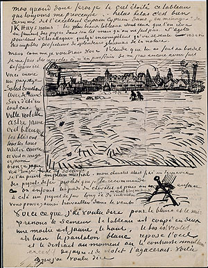 Una de las cartas que se exhibe en la exposicin, enviada por Van Gogh a mile Bernard. (Foto: AP)
