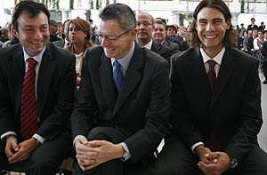 Manuel Cobo, Alberto Ruiz-Gallardn y Rafa Nadal durante el acto. (Foto: REUTERS)