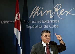 El canciller cubano, Felipe Prez Roque, durante su intervencin. (Foto: REUTERS)