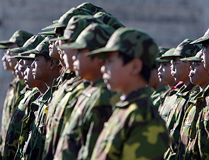 Nios chinos reciben instruccin militar. (Foto: REUTERS)