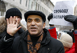 Garry Kasparov, durante la manifestacin del sbado pasado. (Foto: AP)