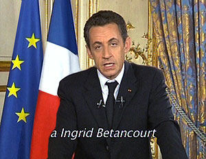Imagen del vdeo en el que el lder francs, Nicols Sarkozy, ha hecho su peticin. (AFP)