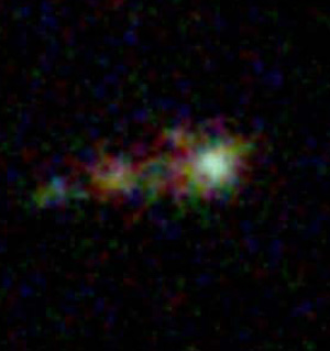Una galaxia tipo Lyman Alpha a 12.000 millones de aos luz captada por el 'Hubble'. (Foto: NASA, ESA, Penn State)