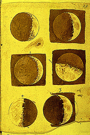 Fases de la Luna dibujadas por Galileo (Biblioteca Nacional de Florencia / UCAR)