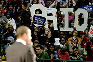 Obama pronuncia un discurso en un acto de su campaa en Dayton, Ohio (EEUU). (Foto: EFE)
