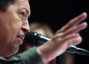 El presidente de Venezuela, Hugo Chvez, en un momento de su intervencin en Caracas. (Foto: AFP)