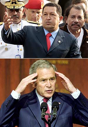 Hugo Chvez y George W. Bush. (Foto: AGENCIAS)
