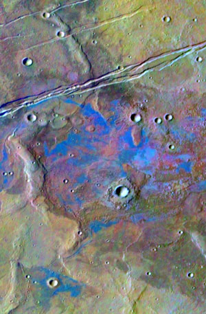 Depsitos de sal hallados en Marte (en azul). (Foto: Science)