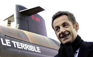 Sarkozy, en la inauguración del submarino nuclear 'El Terrible'. (Foto: REUTERS)