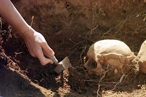 Trabajos de exhumacin en una fosa en Espaa. (Foto: J. M. Lpez)