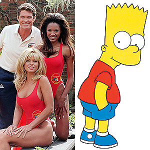 A la izq., algunos de los protagonistas de 'Los vigilantes' y, a la dcha., Bart Simpson. (Foto: EL MUNDO)