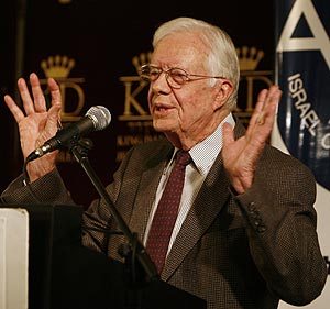 Carter pronuncia su discurso ante el Comit Israel de Relaciones Exteriores. (Foto: AP)