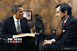 Barack Obama (izq.), entrevistado por Chris Wallace en el programa 'Fox News Sunday'. (Foto: AFP)