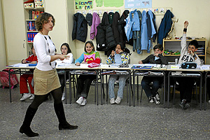 El aula de un colegio en Madrid. (Foto: Carlos Alba)