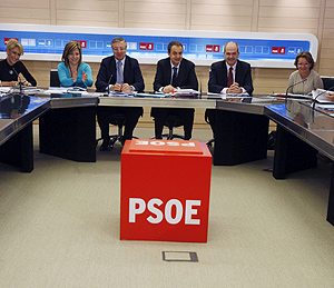 Zapatero, esta maana, en la Comisin Ejecutiva. (Foto: EFE)