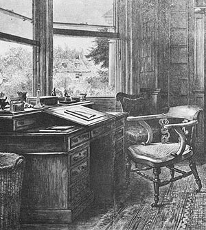 Ilustracin del escritorio de Dickens, en la casa donde aloj a Andersen, publicada en 'The Graphic' en 1870. (Foto: REUTERS)