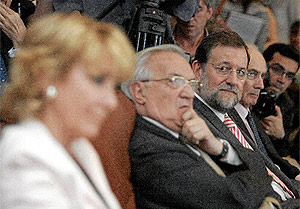 Aguirre y Rajoy, durante un acto la semana pasada en el Club siglo XXI. (Diego Sinova)