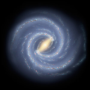 Recreacin artstica de la Va Lctea, que muestra los dos brazos principales de estrellas que ha captado el telescopio espacial 'Spitzer' de la NASA. (Foto: NASA)