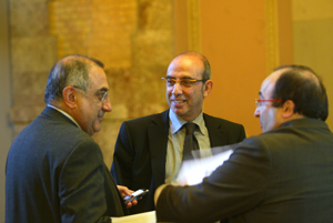 El conseller Nadal, acompañado de Francesc Baltasar y Miquel Iceta. (Foto: Quique García)