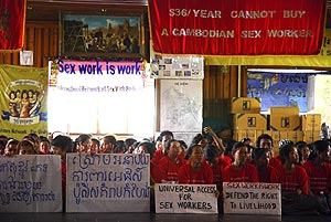 Las prostitutas se manifiestan en Camboya. (Foto: EFE)