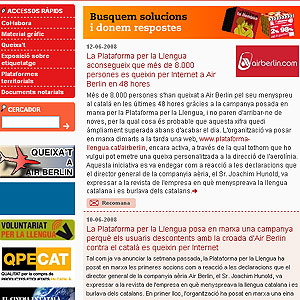 Imagen de la web de Plataforma per la Llengua