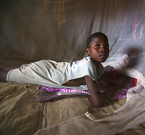 Un nio, protegido con una mosquitera para evitar la malaria. (Foto: Reuters)