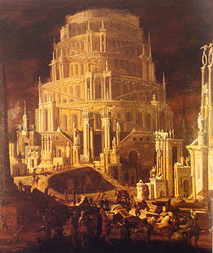 Uno de los cuadros de la torre de Babel que forma parte de la exposición. (Foto: EFE)