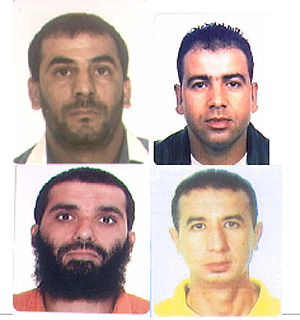 Los detenidos: A.M. nacido en Argel; M.T, natural de Argel; F.S., nacido en Bourjmeneil, y S.H., de Sidi Mhamed. (Foto: Ministerio de Interior)