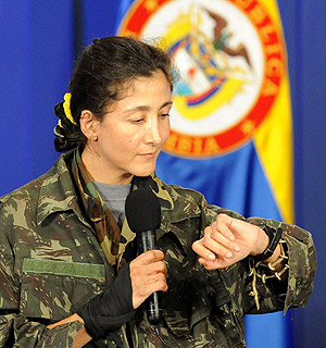 Ingrid Betancourt, en su primera comparecencia tras ser liberada. (Foto: AFP)