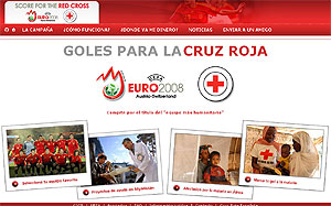 Web de la campaa 'Goles para la Cruz Roja'.