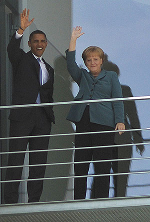 Obama, junto a Merkel, durante su visita a Berln. (Foto: AFP)